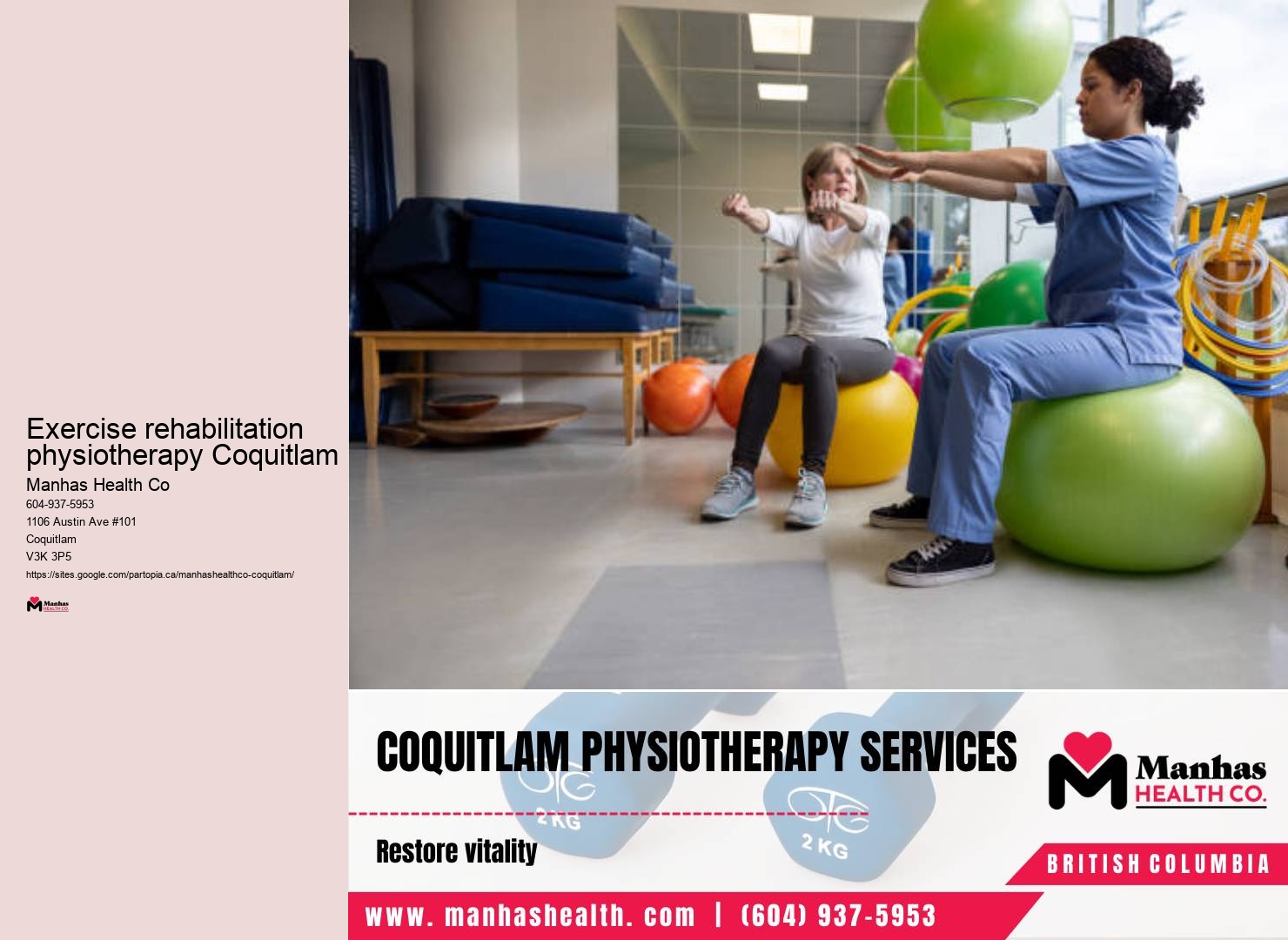 Exercise rehabilitation physiotherapy Coquitlam orthopedic physiotherapy