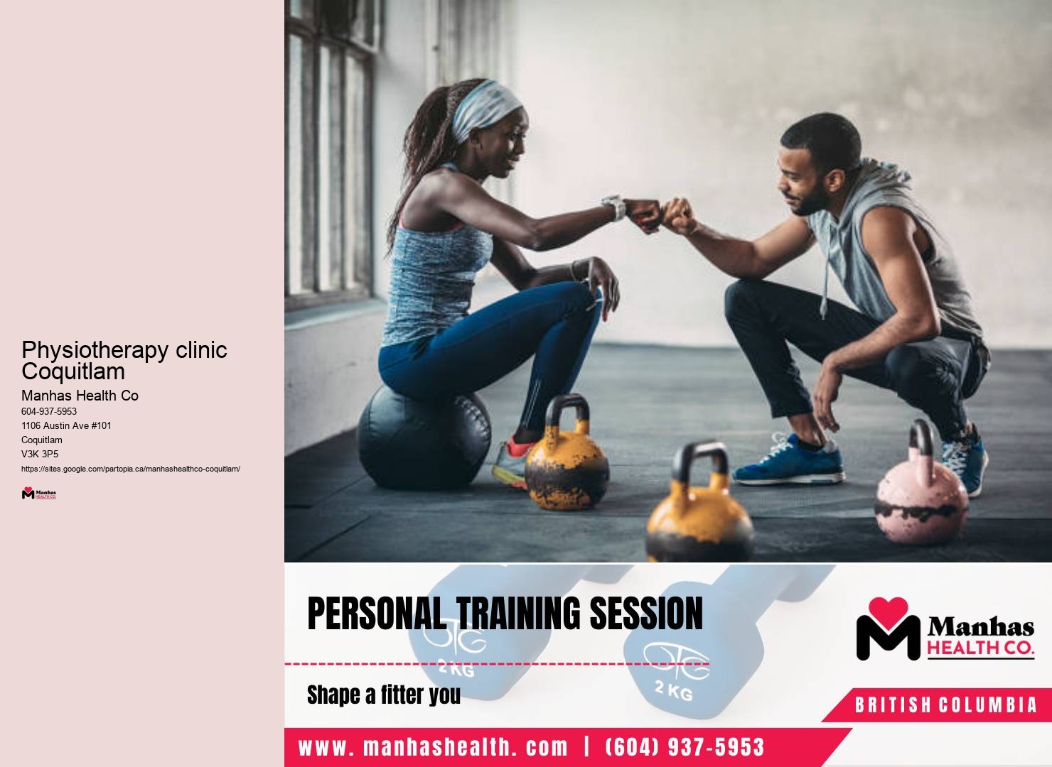 Therapeutic exercise sessions Physiotherapy clinic Coquitlam