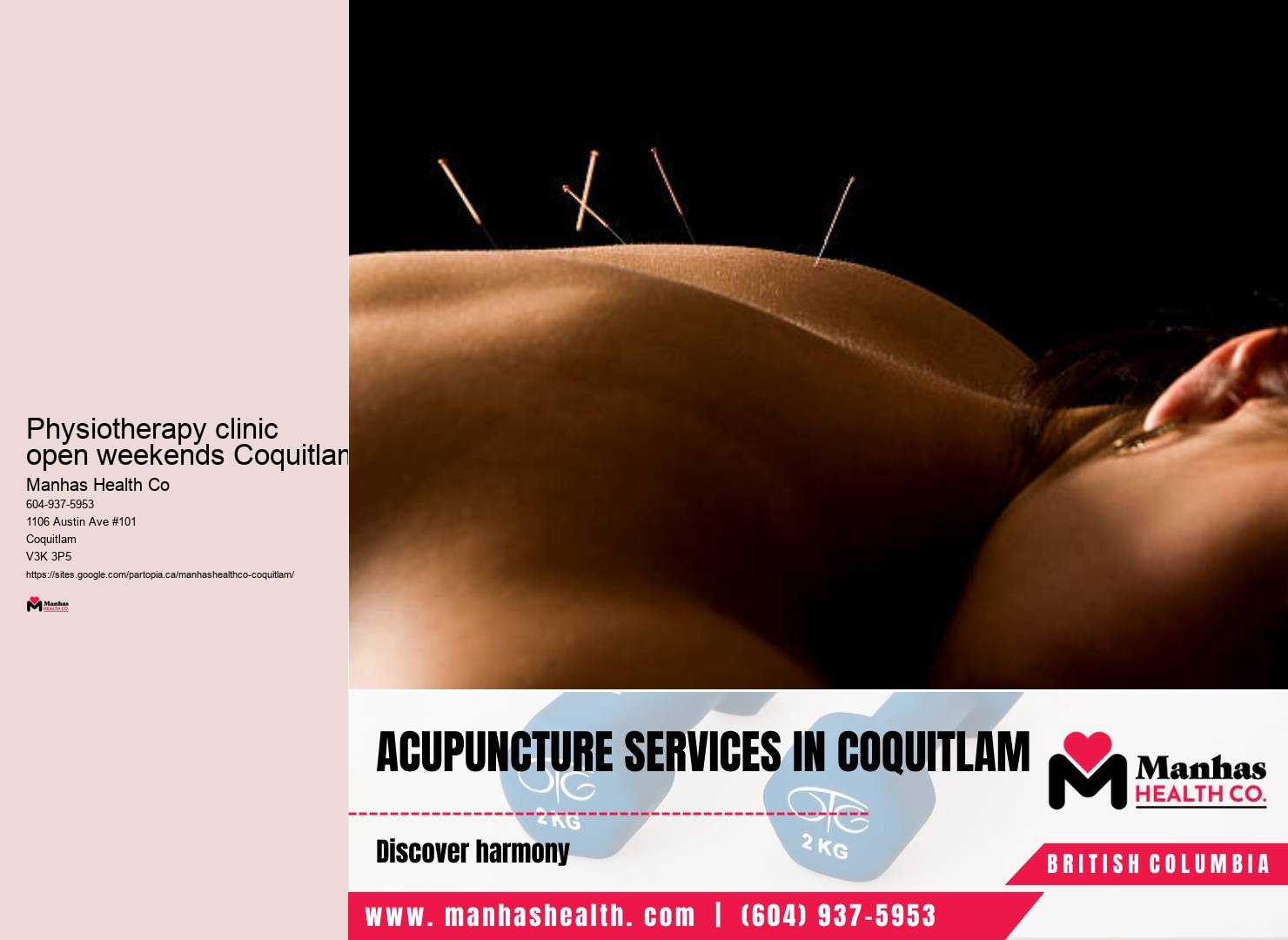 Physiotherapy sessions Physiotherapy clinic open weekends Coquitlam