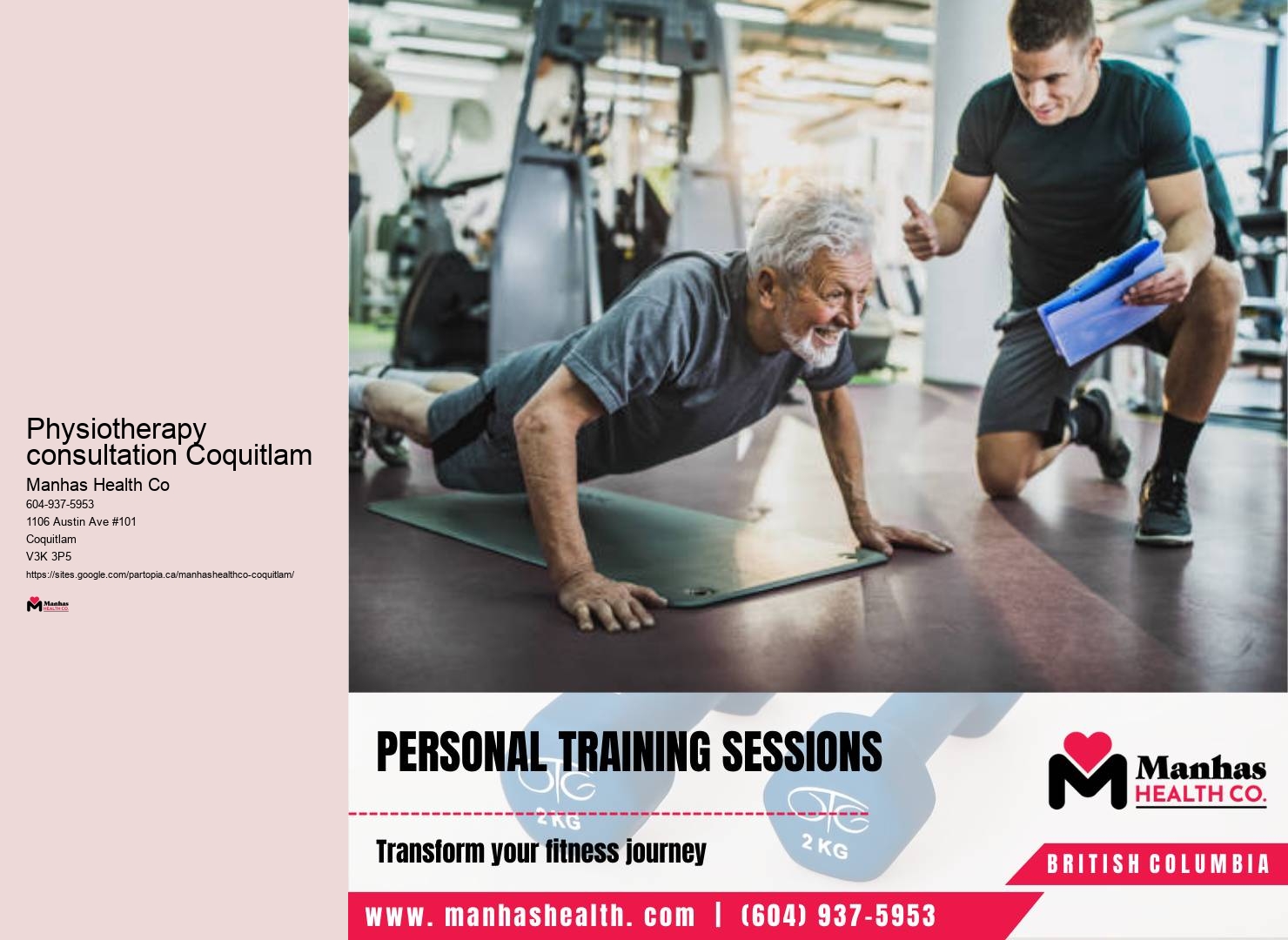 Exercise therapy benefits Physiotherapy consultation Coquitlam