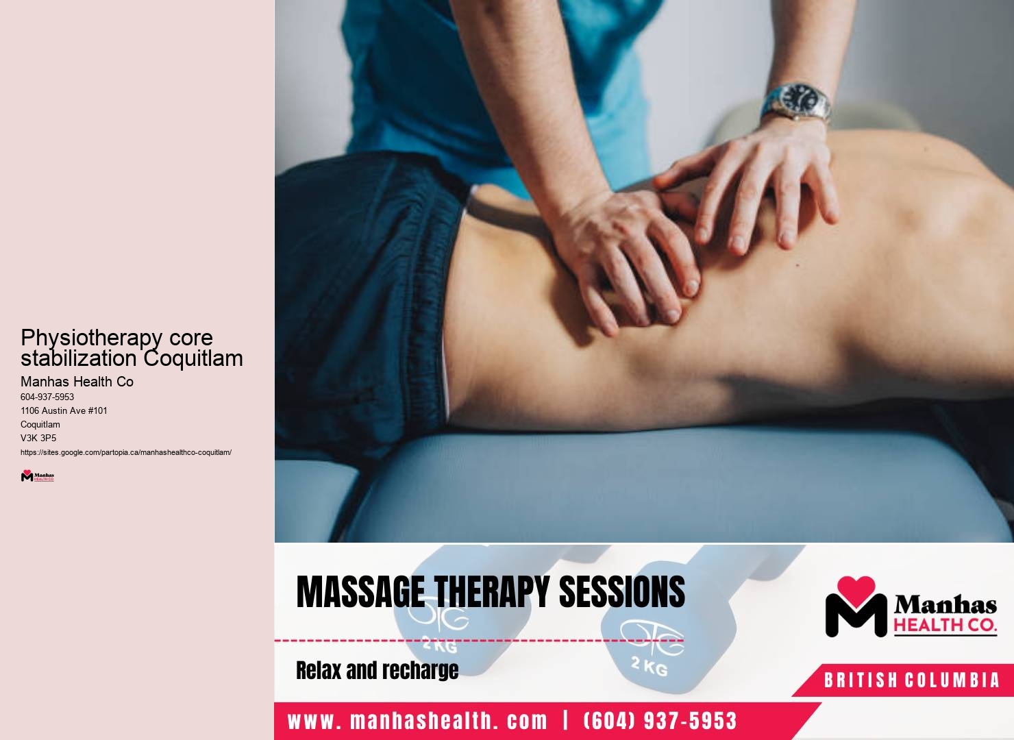 Senior physiotherapy specialist near me Physiotherapy core stabilization Coquitlam