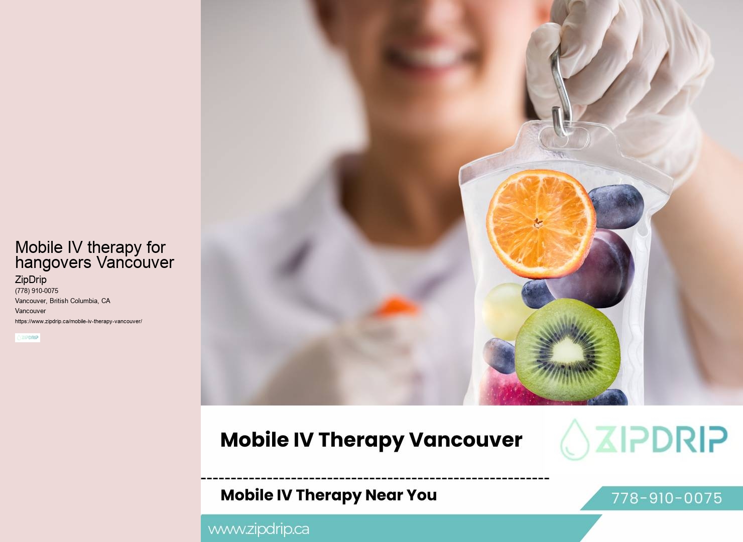 Mobile IV therapy for hangovers Vancouver IV hydration infusion drip